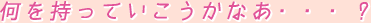 何を持っていこうかなあ・・・?