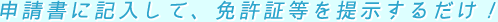 申請書に記入して、免許証を提示するだけ!